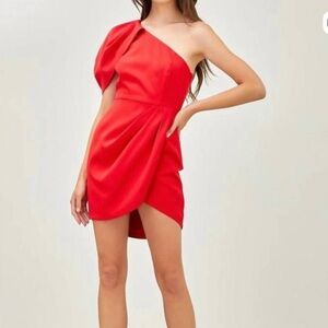 DO+BE Vibrant Red One-Shoulder Dress -size small